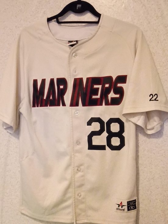Alleson Athletic Other - White Mariners Button-Front Jersey with Black & Red Accents